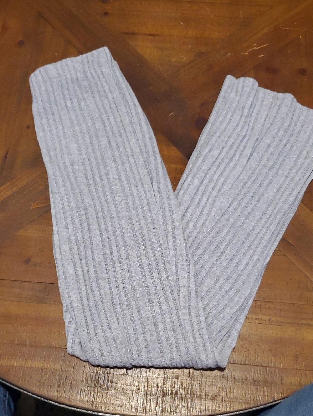 Girls' Ribbed Light Gray Leggings